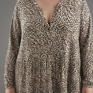 Wonderly Leopard-Print Button-Front Tunic in Beige and Black